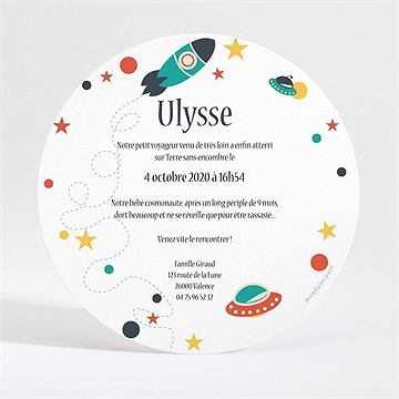 Faire-part naissance planète et fusée - Dos du faire-part