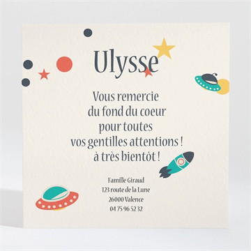 Remerciement naissance planète et fusée