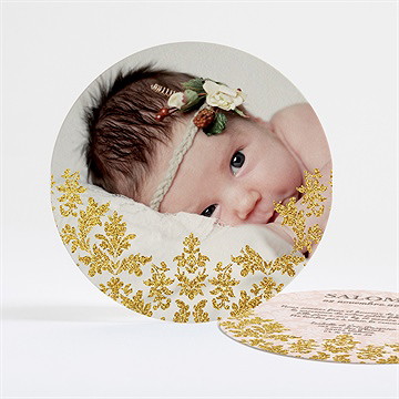 Faire-part naissance feuillages dorés