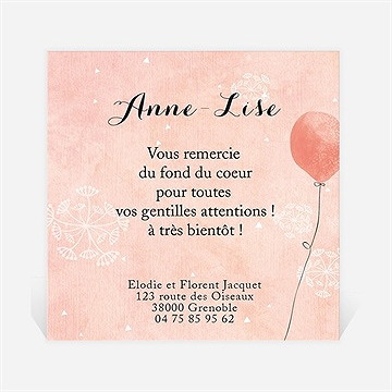 Remerciement naissance petits ballons aquarelle