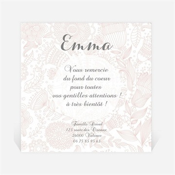 Remerciement naissance en filigrane