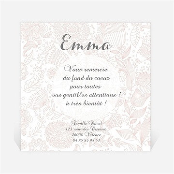 Remerciement naissance en filigrane