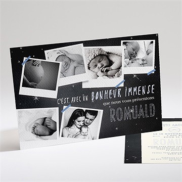 Faire-part naissance photos sur ardoise garçon