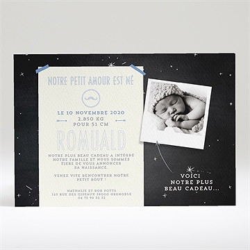 Faire-part naissance photos sur ardoise garçon - Dos du faire-part
