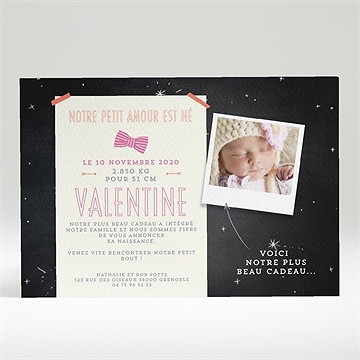 Faire-part naissance photos sur ardoise original - Dos du faire-part