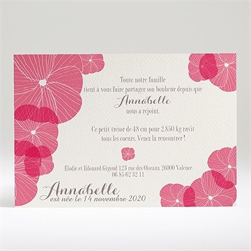 Faire-part naissance couvert de fleurs - Dos du faire-part