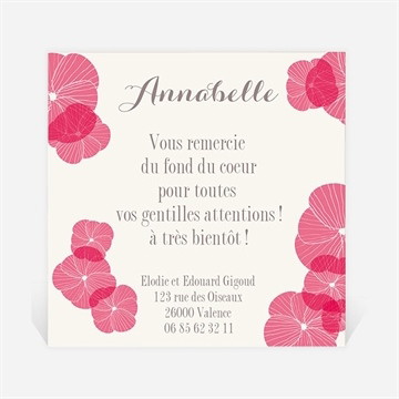 Remerciement naissance couvert de fleurs