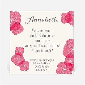 Remerciement naissance couvert de fleurs