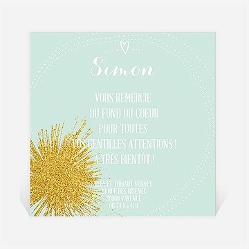 Remerciement naissance feu d'artifice doré