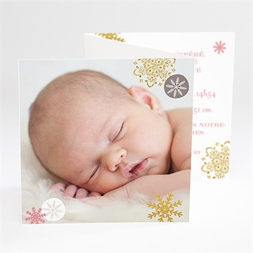 Faire-part naissance flocons et photos
