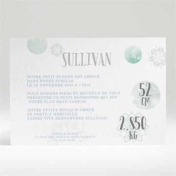 Faire-part naissance a la gouache - Dos du faire-part