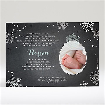 Faire-part naissance annonce d'hiver - Dos du faire-part