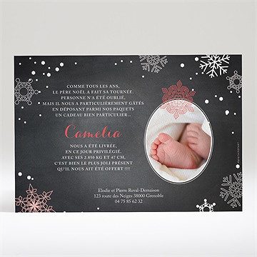 Faire-part naissance belle nouvelle d'hiver - Dos du faire-part