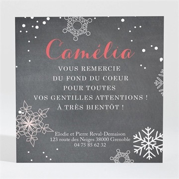 Remerciement naissance belle nouvelle d'hiver