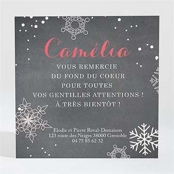 Remerciement naissance belle nouvelle d'hiver