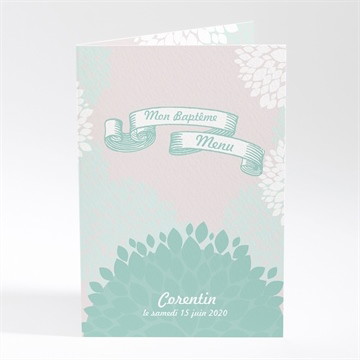 Menu baptême bouquet de feuilles