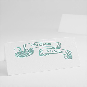 Marque-place baptême bouquet de feuilles