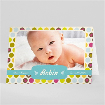 Faire-part de baptême confettis et petis pois