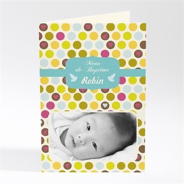 Menu baptême confettis et petis pois