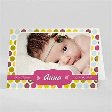 Faire-part de baptême confettis en folie