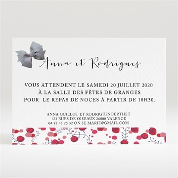 Carton d'invitation mariage noeud et liberty