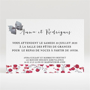 Carton d'invitation mariage noeud et liberty