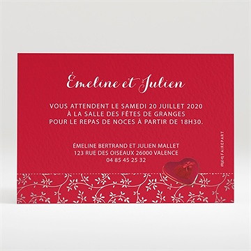 Carton d'invitation mariage aux couleurs de notre amour