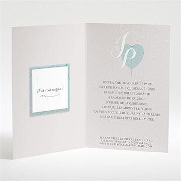 Faire-part mariage campagne chic - Intérieur du faire-part