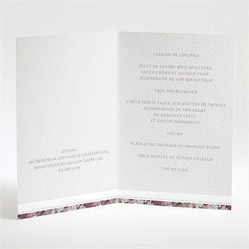 Menu mariage invitation fleurie - Intérieur du menu