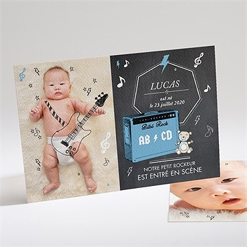 Faire-part naissance notre petit rockeur
