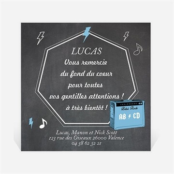 Remerciement naissance notre petit rockeur