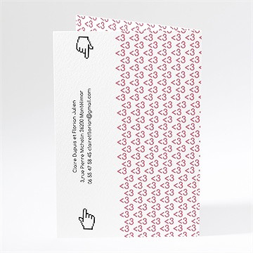 Menu mariage coeur et motifs rose - Dos du menu