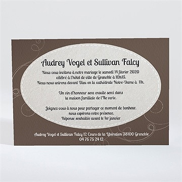 Faire-part mariage chocolat et étiquettes - Dos du faire-part