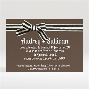 Carton d'invitation mariage chocolat et étiquettes