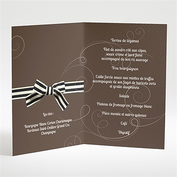 Menu mariage chocolat et étiquettes - Intérieur du menu