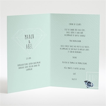 Menu mariage romance à deux avec photos - Intérieur du menu