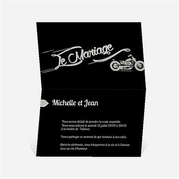 Faire-part mariage amour et vitesse - Faire-part ouvert