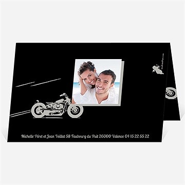 Faire-part mariage amour et vitesse - Dos du faire-part