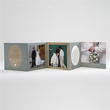 Remerciement mariage harmonie beige et marron - Carton de remerciements ouvert