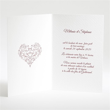 Faire-part mariage coeurs champêtres - Intérieur du faire-part