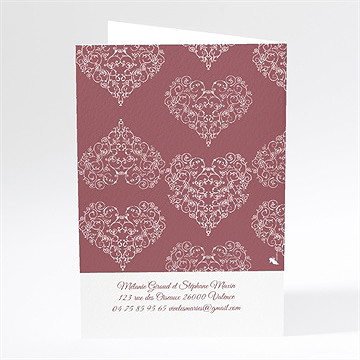 Faire-part mariage coeurs champêtres - Dos du faire-part