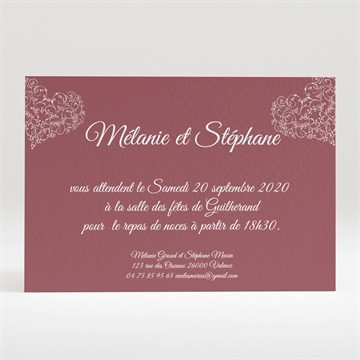 Carton d'invitation mariage coeurs champêtres