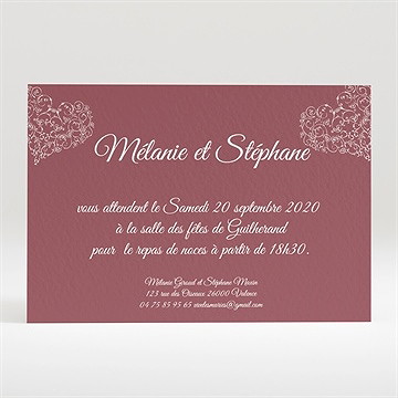 Carton d'invitation mariage coeurs champêtres