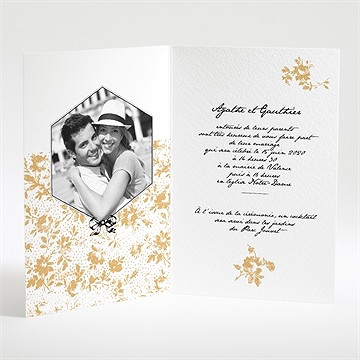 Faire-part mariage jolis motifs végétaux - Intérieur du faire-part