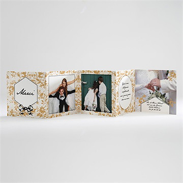 Remerciement mariage jolis motifs végétaux - Carton de remerciements ouvert