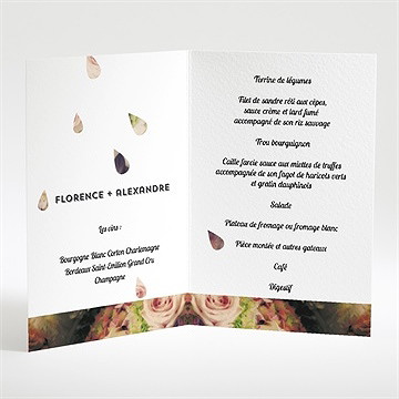 Menu mariage inscriptions originales - Intérieur du menu