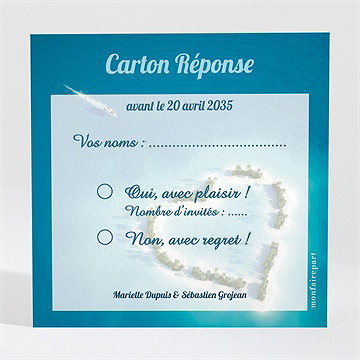 Carton réponse mariage eaux turquoises océan