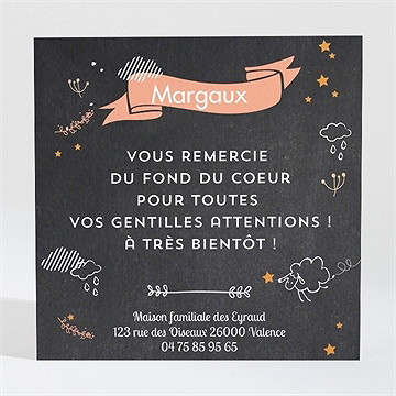 Remerciement naissance carte noire