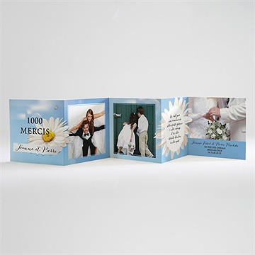 Remerciement mariage jolie marguerite ! - Carton de remerciements ouvert