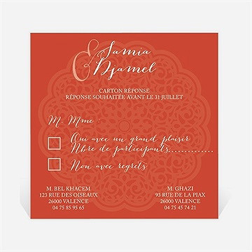 Carton réponse mariage medaillon couleurs d'automne